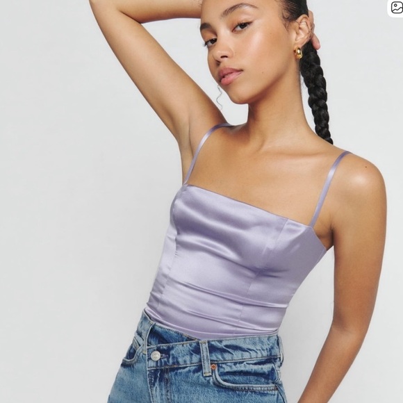 Reformation Tops - Reformation Overland Silk Top Lilac Purple Aura Size 4